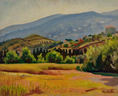 Andros Landscape — Oil painting, Fiberboard, 38.00×46.00cm — Theodoros Markellos